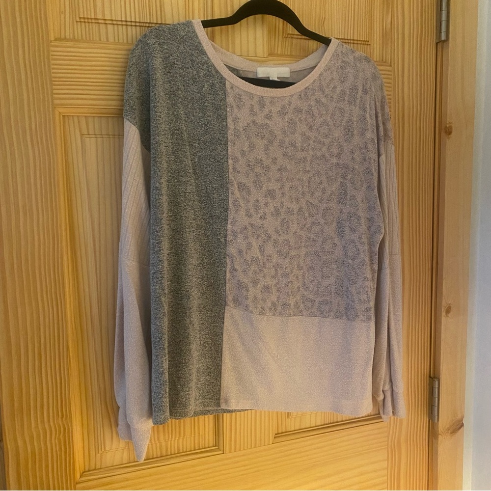 Adyson Parker Beige and Gray Knit Top